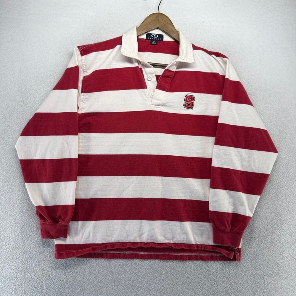 Vintage NC State Rugby Shirt Men's medium Red White Wildcats Unviersity Preppy